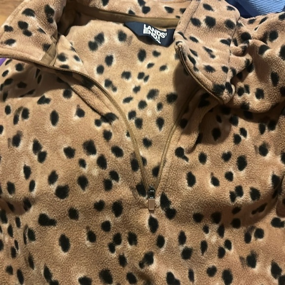 Lands' End Tan and Black Fleece Jacket - Picture 2 of 5